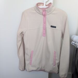 Columbia Cream and Pink Button-Up Fleece